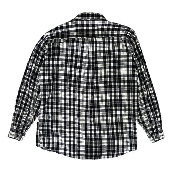 LL Bean Mens Flannel Button Up Long Sleeve Shirt Plaid Black White XL Tall - Picture 6 of 6